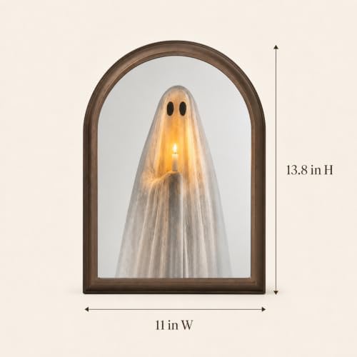Light Up Ghost Mirror, 11 x 13.8 in Halloween Decor for Mantel & Wall - Image 3