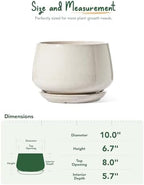 LE TAUCI Ceramic Planter, 10 Inch, Large Plant Pot, Reactive Glaze Beige - Image 4