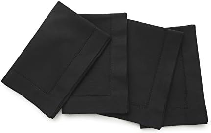 Solino Home Cotton Linen Cloth Dinner Napkins Black, 20 x 20 in, Set of 4 by SolinoHome