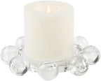 Candle Holder, Crystal Bubble Round Pillar Candlestick Plate Stand for Table Centerpieces, Candle Dish for Home Decor, Modern Decorative, Party, Wedding (Clear) - Image 2