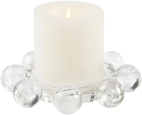 Candle Holder, Crystal Bubble Round Pillar Candlestick Plate Stand for Table Centerpieces, Candle Dish for Home Decor, Modern Decorative, Party, Wedding (Clear) - Image 2