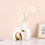 Ceramic Vase Set of 2 for Home Decor, White and Gold Abstract Intertwined Sculptural Vases, Decorative Pottery Centerpiece for Living Room, Dining Table or Entryway, Minimalist Art Decor Gift - Image 6