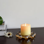 Crystal Pillar Candle Holder, Chic Smoky Bubble Candle Dish, Decorative Candlestick for Table, Party, Wedding, Holiday, Home Decor - Image 6