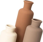 Ceramic Vase Set of 3, Modern Neutral Home Decor, Terracotta Boho Rustic Farmhouse Decorative Vases for Pampas Grass Dried Flowers | Table Centerpiece Entryway Mantel Shelf(Coffee Mix Set - White#2) - Image 5