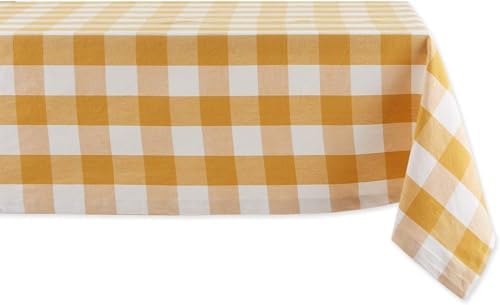 DII Buffalo Check Collection, Classic Farmhouse Tablecloth, 52 x 52, Honey Gold by DII