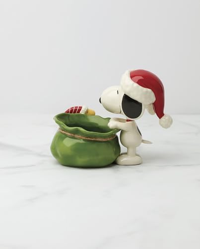 Lenox Peanuts Snoopy Christmas Santa Sack Candy Bowl - Image 3