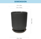 Deep Dream 8 Inch Ceramic Pots for Plants, Heavy Plant Pot for Indoor Outdoor Plants, Large Plant Pot with Drainage Hole and Saucer, Modern Tall Flower Pot, Gifts for Plant Lovers, Black - Image 3
