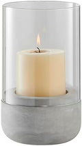 Danya B. Modern Cool Gray Cement Base and Glass Pillar Hurricane Candle Holder (Small) by DANYAB