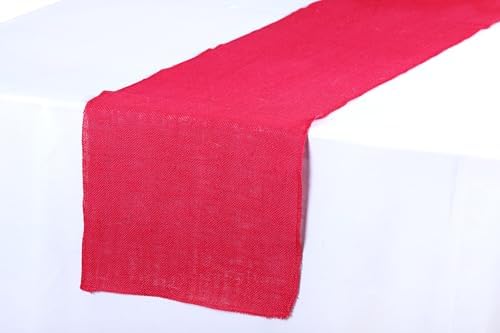 MDS® Pack of 5 Natural Burlap Table Runner, 12 x 108 Inch, Jute Rustic Farmhouse Boho Table Decor for Wedding Reception, Dining Table, Bridal Shower, Baby Shower & Party Decorations - Magenta - Image 3