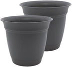 The HC Companies Eclipse Round Planter Pot, 16 Inch, Warm Gray, 2-Pack by TheHCCompanies