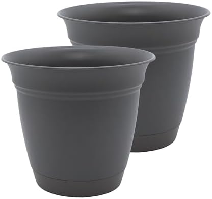 The HC Companies Eclipse Round Planter Pot, 10 Inch, Warm Gray, 2-Pack by TheHCCompanies