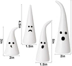 Halloween Decor Ceramic Ghost: 4 pcs Cute Halloween Decorations Indoor, Rustic Witch Hat Shape Ghost Figurine, Farmhouse Table Desk Tiered Tray Mantel Fireplace Decor for Kids Home Office - Image 2
