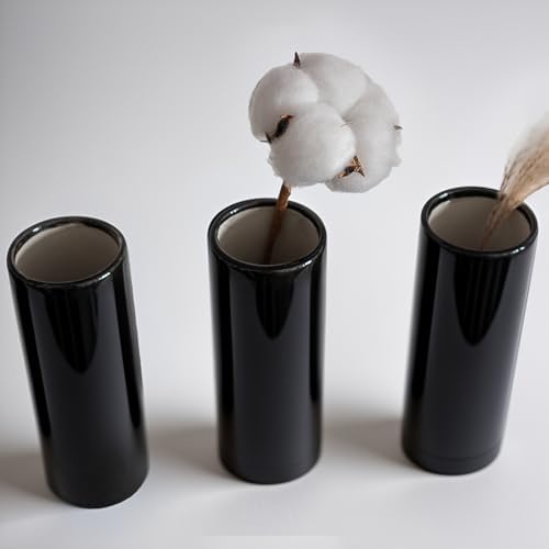 Modern Black Ceramic Vase Set of 20 for Living Room Bedroom 5.51'' Minimalist Fresh Small Flower Vases for Bouquet Fake Plant Home Decor Office Fireplace Centerpieces Nordic Style 10 Pack - Image 4