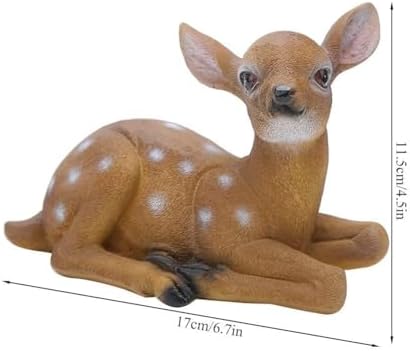 Cyrank Sika Deer Ornaments, 2pcs Sika Deer Statue Sculpture Ornaments Garden Sculpture Statue Garden Art Outdoor for Fall Winter Decor - Image 2