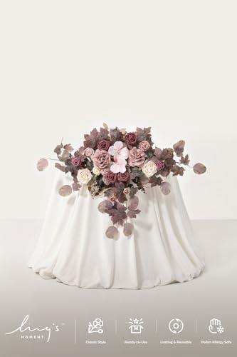 Ling's moment 2PCS Artificial Floral Swags, Dusty Rose & Mauve - Image 2