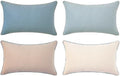 MONDAY MOOSE Decorative Throw Pillow Covers Cushion Cases, Set of 4 Soft Velvet Modern Double-Sided Designs, Mix and Match for Home Decor, Pillow Inserts Not Included (12x20 inch, Beige/Light Blue) by MondayMoose