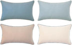 MONDAY MOOSE Decorative Throw Pillow Covers Cushion Cases, Set of 4 Soft Velvet Modern Double-Sided Designs, Mix and Match for Home Decor, Pillow Inserts Not Included (12x20 inch, Beige/Light Blue) by MondayMoose