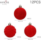 3.15In Red Velvet Christmas Ornaments Set,12Pcs Flocked Ornaments Balls - Image 4