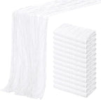 Aktor 12 Pack White Cheesecloth Table Runner 10Ft Gauze Table Runner Boho Semi Sheer Cheese Cloth Fabric Runners for Wedding Birthday Baby Shower Party Table Decoration（White） by Unknown
