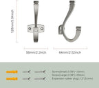 SAILING Coat Hooks - 5 Pack Brushed Nickel Towel Hooks Robe Hooks Decorative Wall Hooks for Bathroom Bedroom Kitchen Towel Robe Clothes Cabinet Closet Bathroom Hardware - Image 2