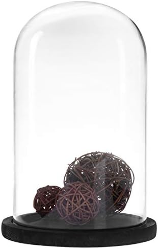 MyGift Bell Jar Glass Cloche Black Wood Base 10 Inch Display Dome - Image 7