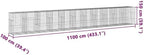vidaXL Gabion Basket with Cover 433.1"x39.4"x59.1" Galvanized Iron - Image 3