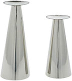 Deco 79 Candle Holder, S/2 9", 11" H, Silver - Image 3