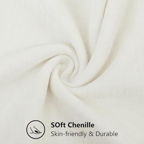 decorUhome Soft Chenille Cream White Throw Pillow Covers 24X24 Set of 2 - Image 2