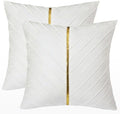 Velvet Throw Pillow Covers 26x26 inch Pack of 2 Gold Decor White by Tosleo