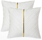 Velvet Throw Pillow Covers 26x26 inch Pack of 2 Gold Decor White by Tosleo
