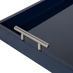Kate and Laurel Lipton Modern Rectangular Tray, 16 x 12.25, Navy Blue and Silver, Decorative Accent Tray for Storage and Display - Image 3