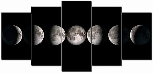 sechars Moon Phases Canvas Wall Art Decor Black and White Lunar Moon Pictures Paintings for Home Office Decorations Framed Ready to Hang by sechars