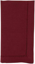 SARO LIFESTYLE Classic Hemstitch Cloth Napkins (Set of 12) - Elegant Everyday Dinner Napkins with Textured Fabric and Hemstitched Border for Dining Tables and Formal Entertaining, 22"x22", Burgundy by SaroLifestyle
