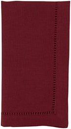 SARO LIFESTYLE Classic Hemstitch Cloth Napkins (Set of 12) - Elegant Everyday Dinner Napkins with Textured Fabric and Hemstitched Border for Dining Tables and Formal Entertaining, 22"x22", Burgundy by SaroLifestyle