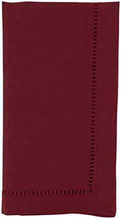 SARO LIFESTYLE Classic Hemstitch Cloth Napkins (Set of 12) - Elegant Everyday Dinner Napkins with Textured Fabric and Hemstitched Border for Dining Tables and Formal Entertaining, 20"x20", Burgundy by SaroLifestyle