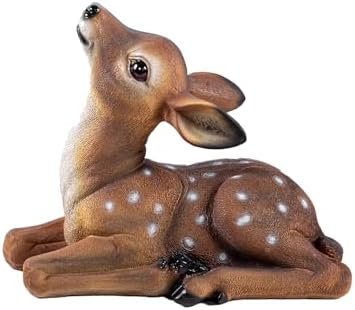 Deer Garden Statue, Outdoor Decorative Sculpture Brown with White Spots, 8.2 x 9.45 x 5.1 inches Yard Lawn Decor Deep Forest Deer by Outdooranimalsculpturedecor