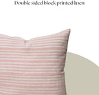 Decorative Pillow Cover French Country Pillow Cover Cottage Decor Floral Block Print, Farmhouse Decorative Cushion Cover, Spring Pillow Cover Line and Loop (Blush Peach) - Image 2