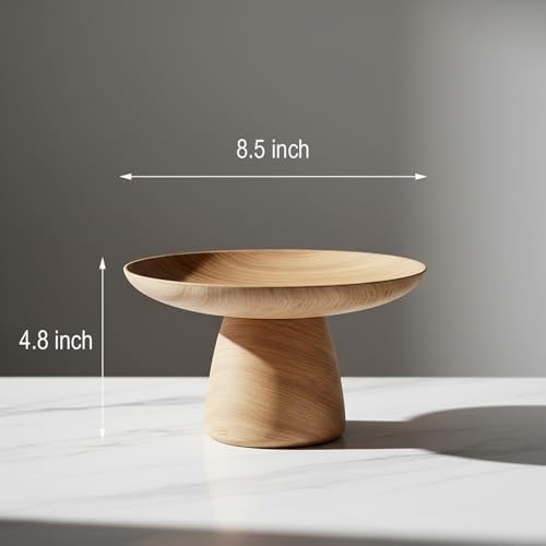 Braxio Faux Wood Decorative Bowl - Resin Pedestal Wood Grain Catchall Bowl for Entryway Keys, Coffee Table Decor, Living Room Centerpiece, Housewarming Gift 8.5 x 8.5 x 4.8 Inch - Image 5