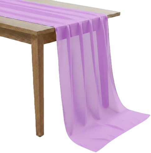 MDS Pack of 10 | Orchid | 14ft Chiffon Table Runner 29x170 Inches Long Romantic Rustic Sheer Gauze Runner for Wedding Bridal Shower Birthday Banquets Engagement Spring Easter Boho Decorations by MDS