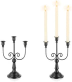 Romadedi Halloween Candelabra, Black 3-Arm Candle Holders, Set of 2 by ROMADEDI