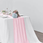 Pufogu 5 Pack 10Ft Light Pink Chiffon Table Runner Sheer 29x120 Inch - Image 5