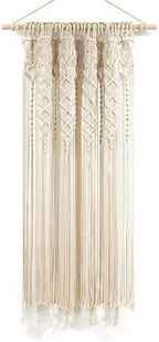 Lush Decor Boho Macrame Textured Cotton Window Curtain Panel Single 40" W x 63" L Neutral - Macrame Curtains for Windows, Room Divider, Boho Wall Decor - Image 7