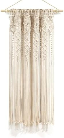 Lush Decor Boho Macrame Textured Cotton Window Curtain Panel Single 40" W x 63" L Neutral - Macrame Curtains for Windows, Room Divider, Boho Wall Decor - Image 7