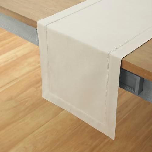 Solino Home Cotton Linen Table Runner Linen Hemstitch, 14 x 144 in - Image 2