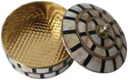 Decorative Jewelry Trinket Box Unique Gift for Home Decor Antique Metal Case with Mother of Pearl Sindoor Box/Coin Box (Double Black) - Image 5