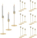 18 Pcs Gold Taper Candle Holders Bulk Vintage Tall Metal Candlestick Holders Set, Candle Stick Holder Decor with 3 Different Heights for Table Centerpiece Wedding Dinner Party Home Mantel Decor by Zrlljp
