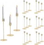 18 Pcs Gold Taper Candle Holders Bulk Vintage Tall Metal Candlestick Holders Set, Candle Stick Holder Decor with 3 Different Heights for Table Centerpiece Wedding Dinner Party Home Mantel Decor by Zrlljp