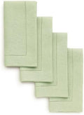 Solino Home 100% Pure Linen Napkins Green Hemstitch, 20 x 20 in, Set of 4 by SolinoHome