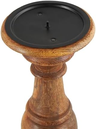 Deco 79 Mango Wood Candle Holders, Set of 3, 10", 8", 6"H, Brown - Image 5