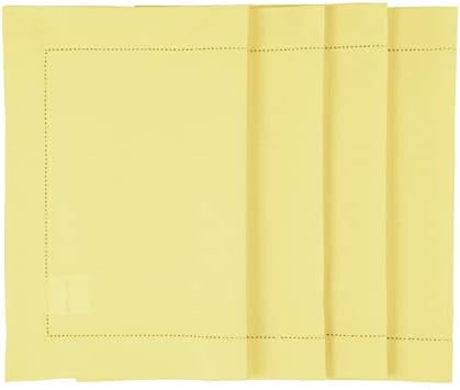 Solino Home Cotton Linen Placemats Yellow Hemstitch, 14 x 19 in, Set of 4 by SolinoHome